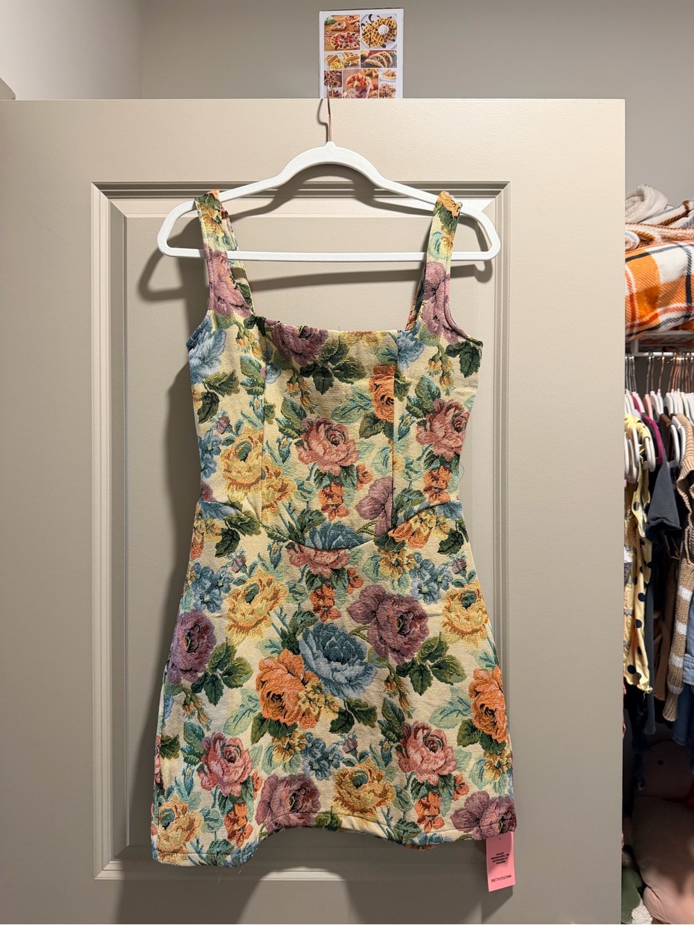 PrettyLittleThing Yellow Multi Floral Square-Neck Mini Dress